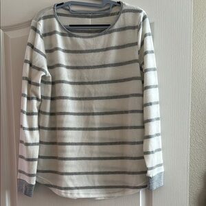 Striped Gray and White Women's Sweater